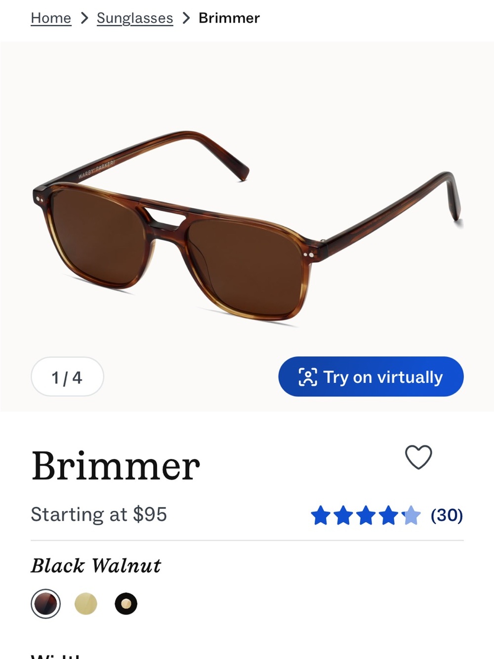 Warby Parker Brimmer Sunglasses in Black Walnut